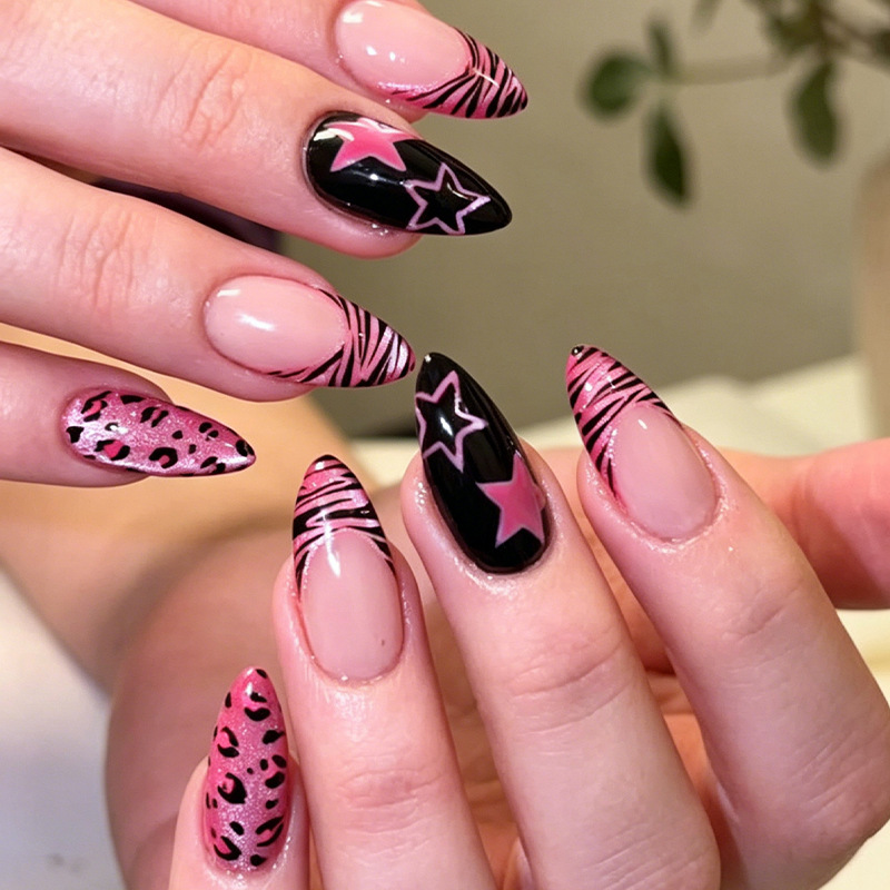 Nail Art Zebra - 24 pz. Unghie Finte Y2K Rosa