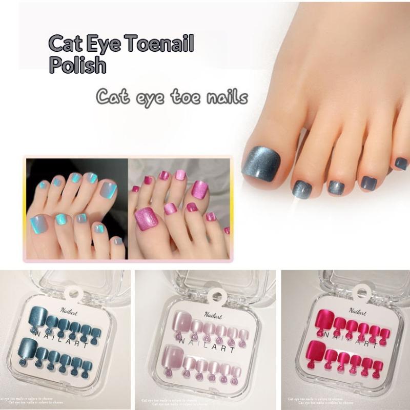 Nail Art Full Cat Eye - 10 Pezzi/Scatola Unghie Finte Francesi Lucide