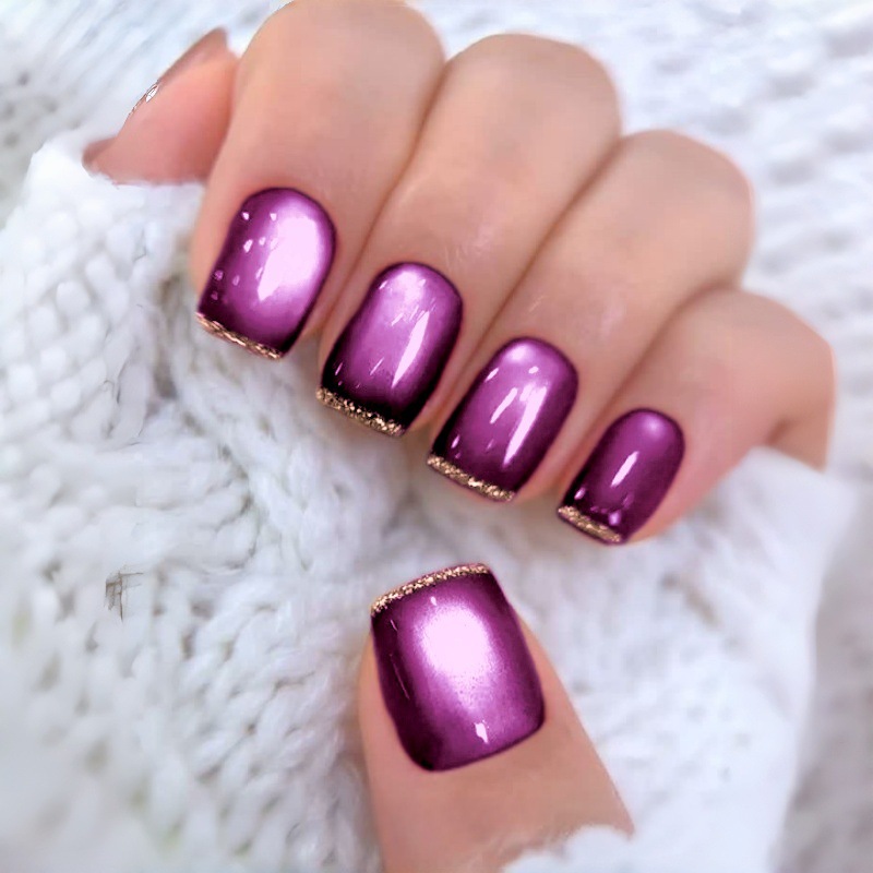 Nail Art Full Cat Eye - Unghie finte corte e quadrate per