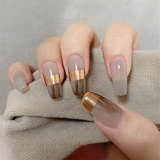 Nail Art Simple - 24 Pezzi Unghie Finte a Pressione