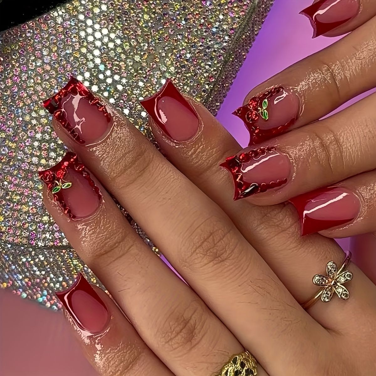 Nail Art Simple - 24 pezzi unghie finte rifinite francese