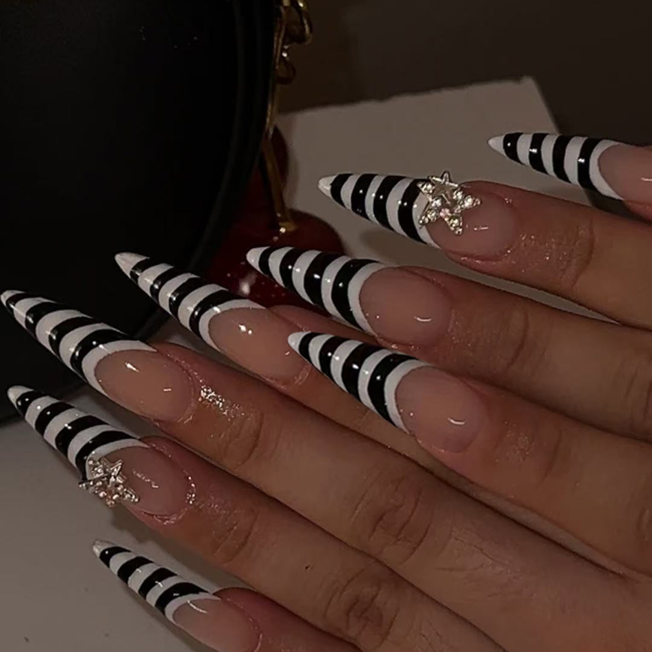 Nail Art Zebra - 24 pezzi strisce zebrate bianche nere