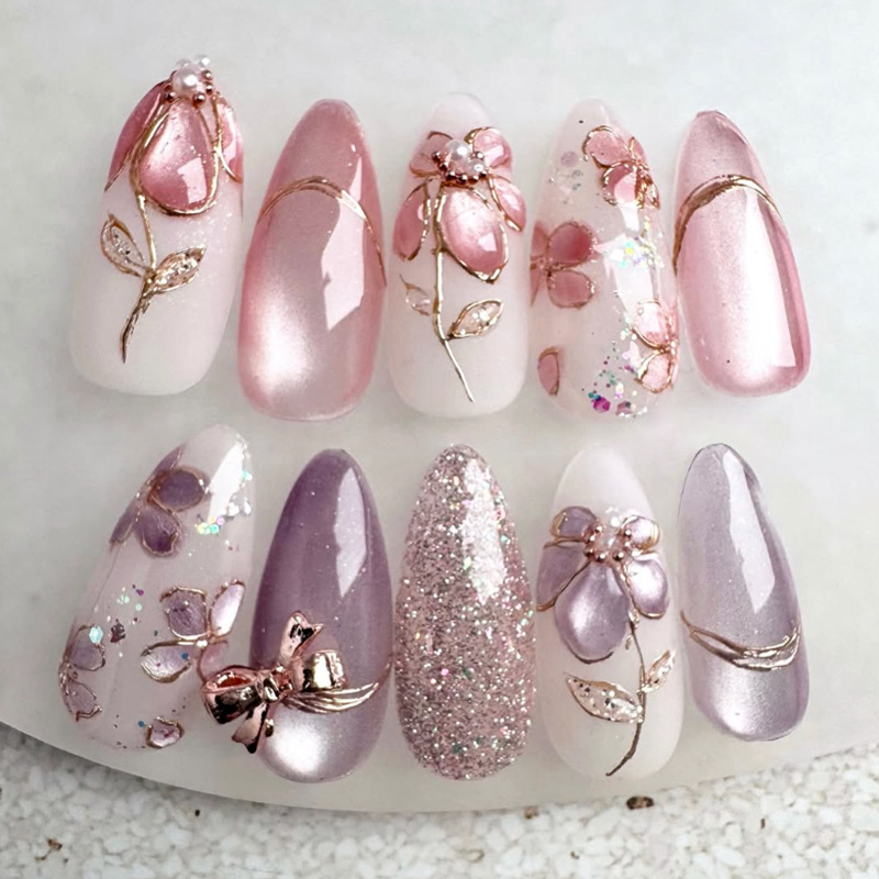 24 pz. Unghie Finte a Mandorla - Nail Art Full Cat Eye recensione e prezzo